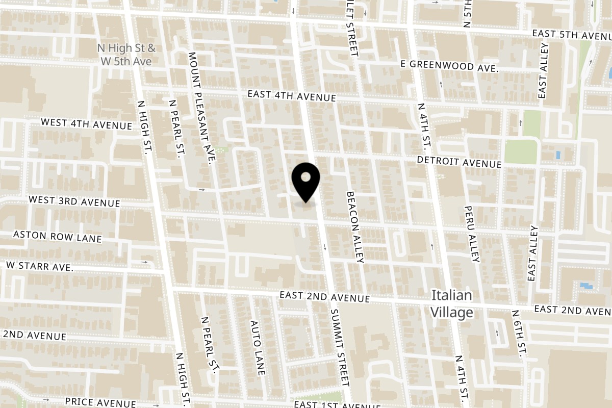 Map showing the location of Prime Street Food on 1041 Summit St in Columbus